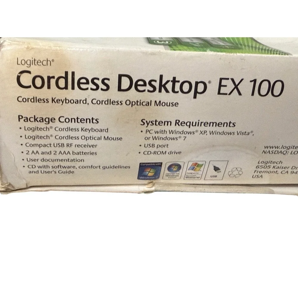 Logitech Cordless Desktop‎ EX 100 Wireless Keyboard & Optical Mouse Bundle Black
